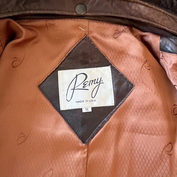 Vintage Men's Remy Brown Leather Bomber Aviator Jacket with Fur Collar 44" - Picture 8 of 8